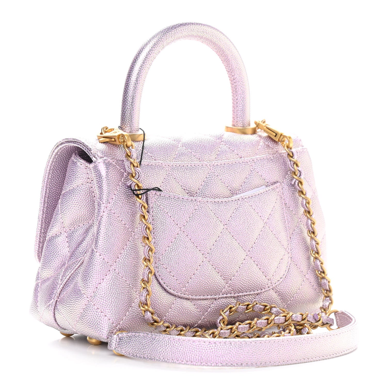Chanel Metallic Caviar Quilted Extra Mini Coco Handle Flap Light Pink 3 of 11