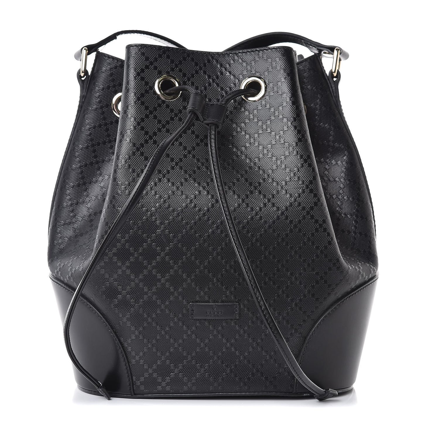 Bright Diamante Medium Bucket Bag Black