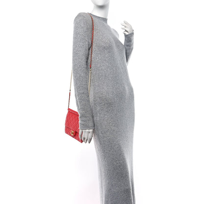 Chanel Lambskin Quilted Large Pearl Chain Flap Bag Red 2 of 10