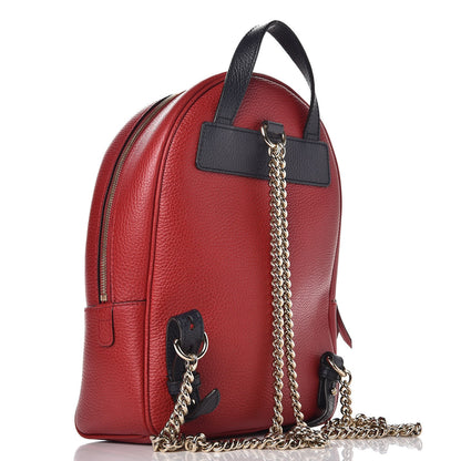 Gucci Pebbled Calfskin Bi-Color Soho Chain Backpack Red Navy 3 of 7