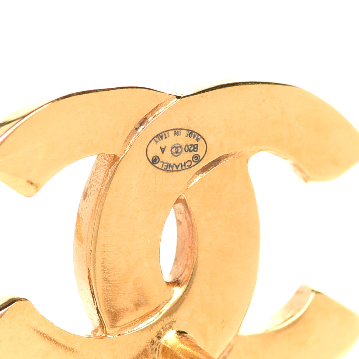 Metal CC Paris Button Stud Earrings Gold