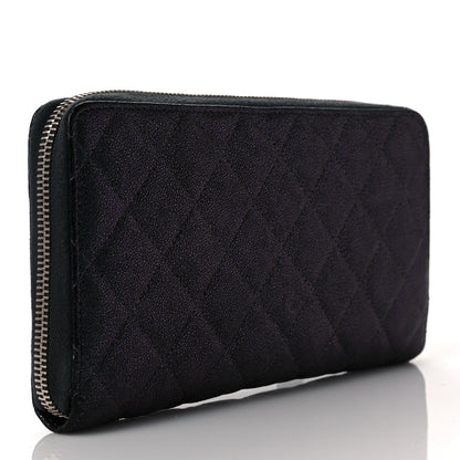 Chanel Iridescent Caviar Quilted Large Zip Around Organizer Wallet Black 3 of 9