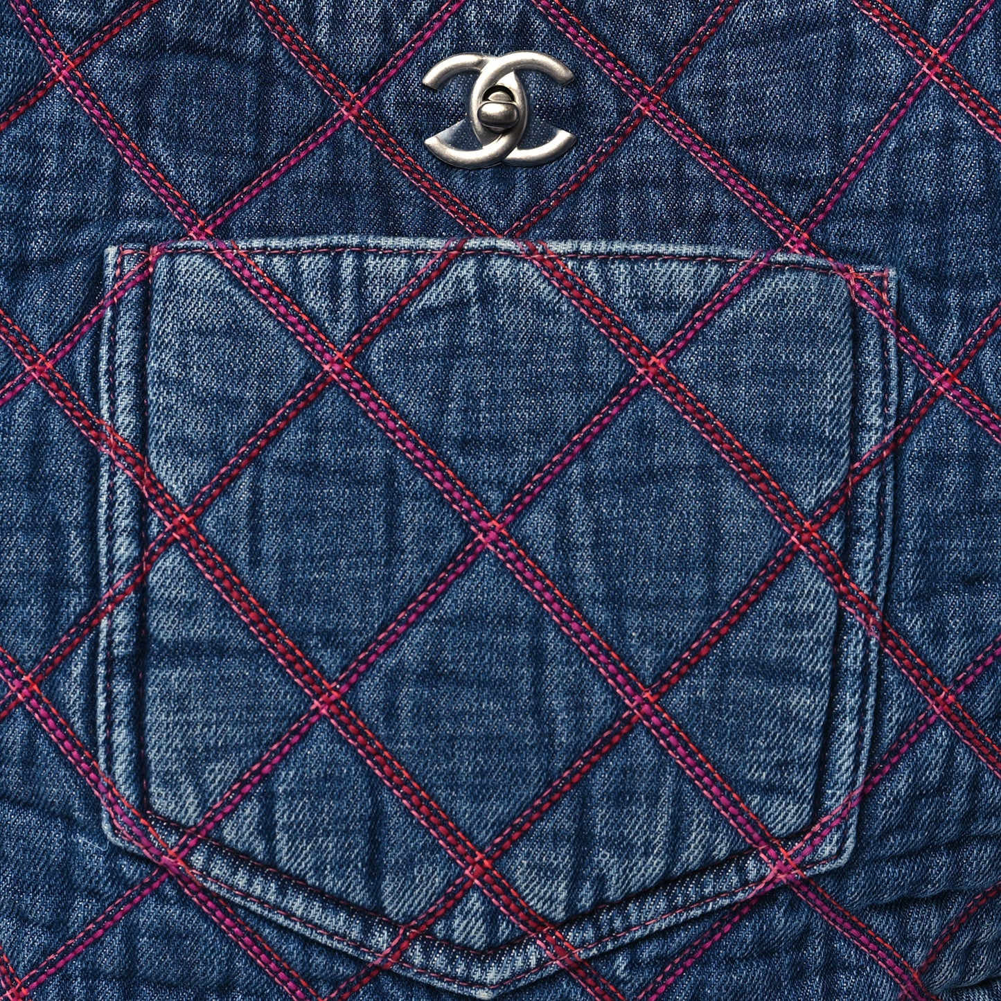 Denim Stitched Coco Beach Shopping Tote Blue