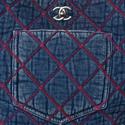 Chanel Denim Stitched Coco Beach Shopping Tote Blue 9 of 10