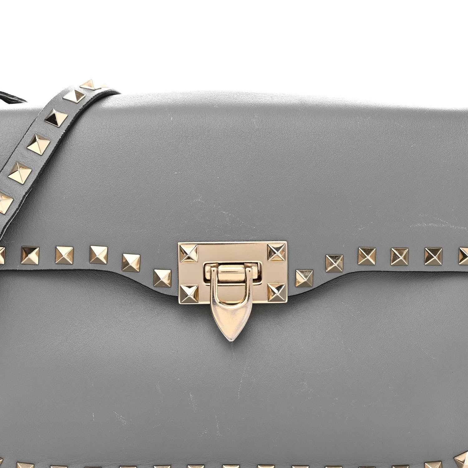 Valentino Garavani Vitello Medium Rockstud Flap Saddle Bag Light Stone 7 of 13