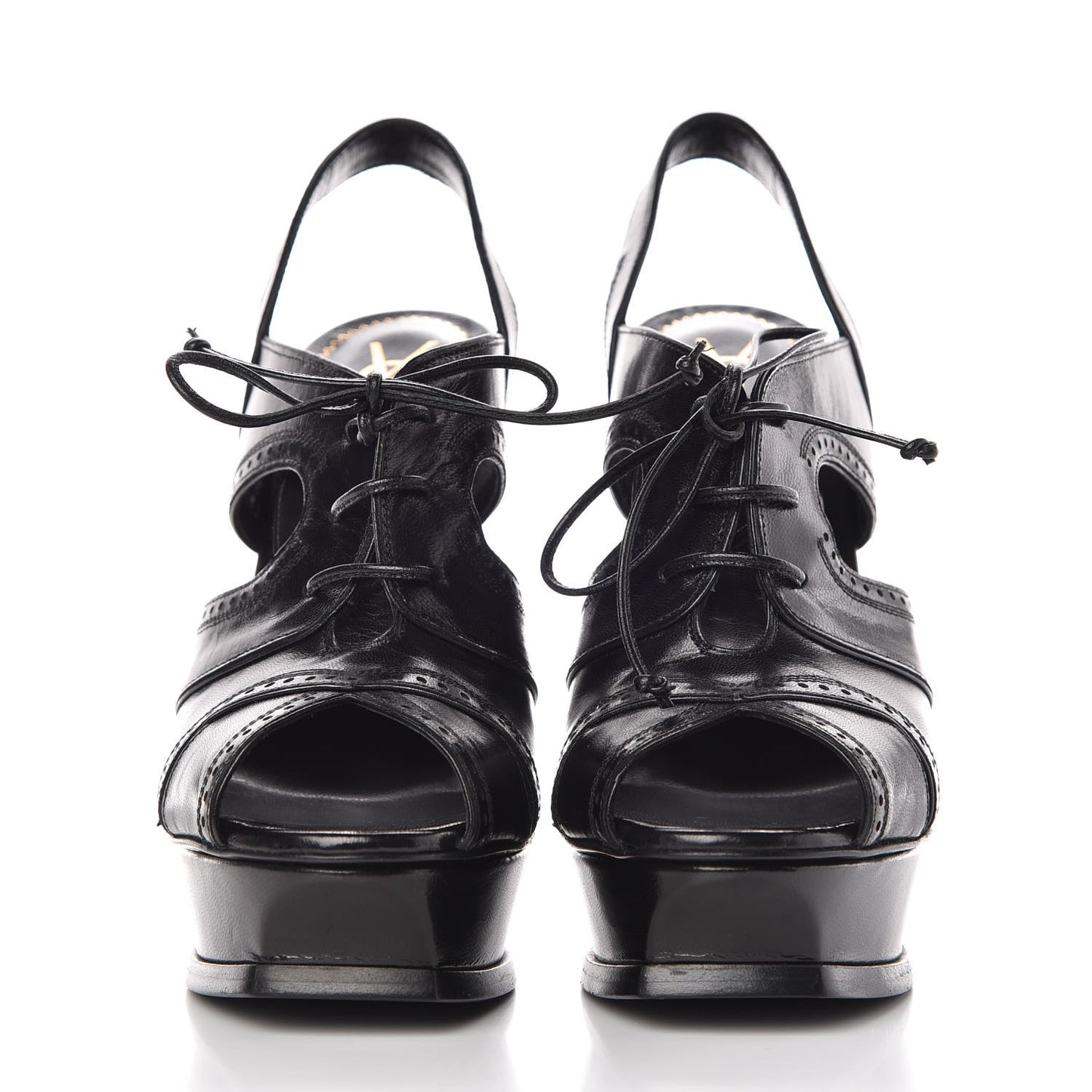 Calfskin Tribute Tripon 105 Platform Sandals 38.5 Black
