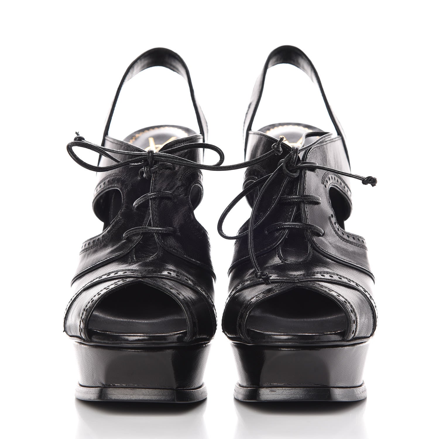 Saint Laurent Calfskin Tribute Tripon 105 Platform Sandals 38.5 Black 2 of 8