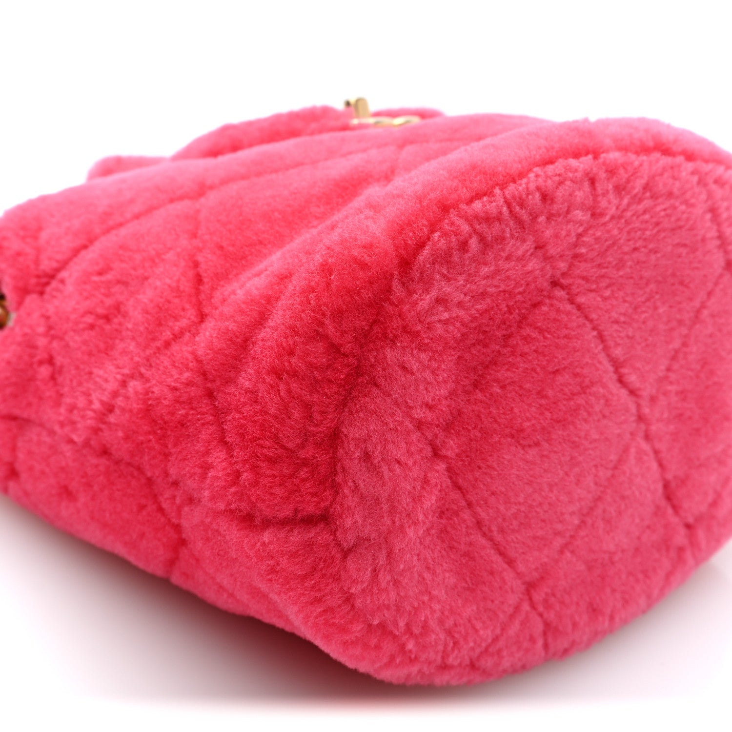 Chanel Shearling Quilted Bucket Bag Fuchsia 9 of 10