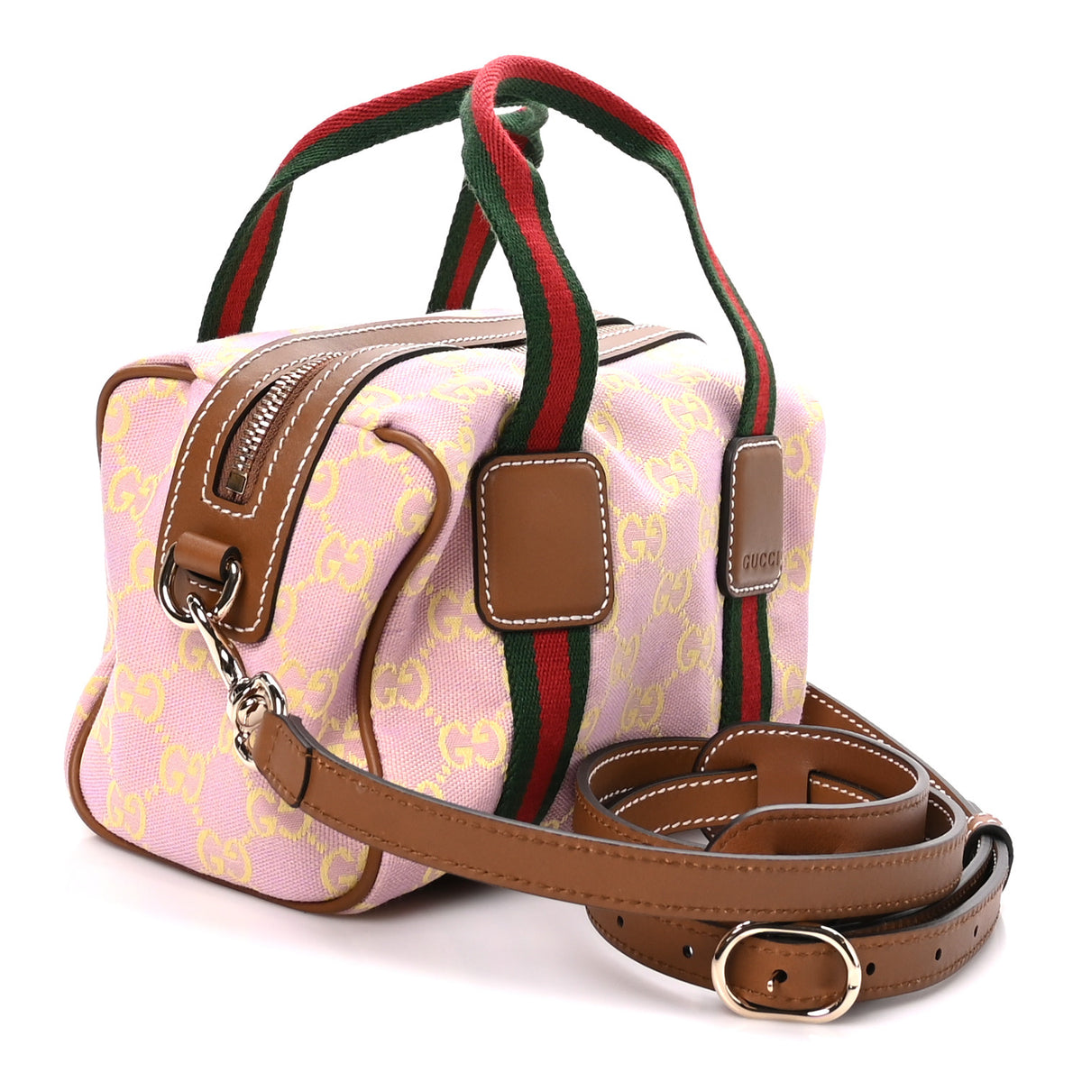 GG Supreme Web Mini GG Top Handle Bag Pink Yellow Beige