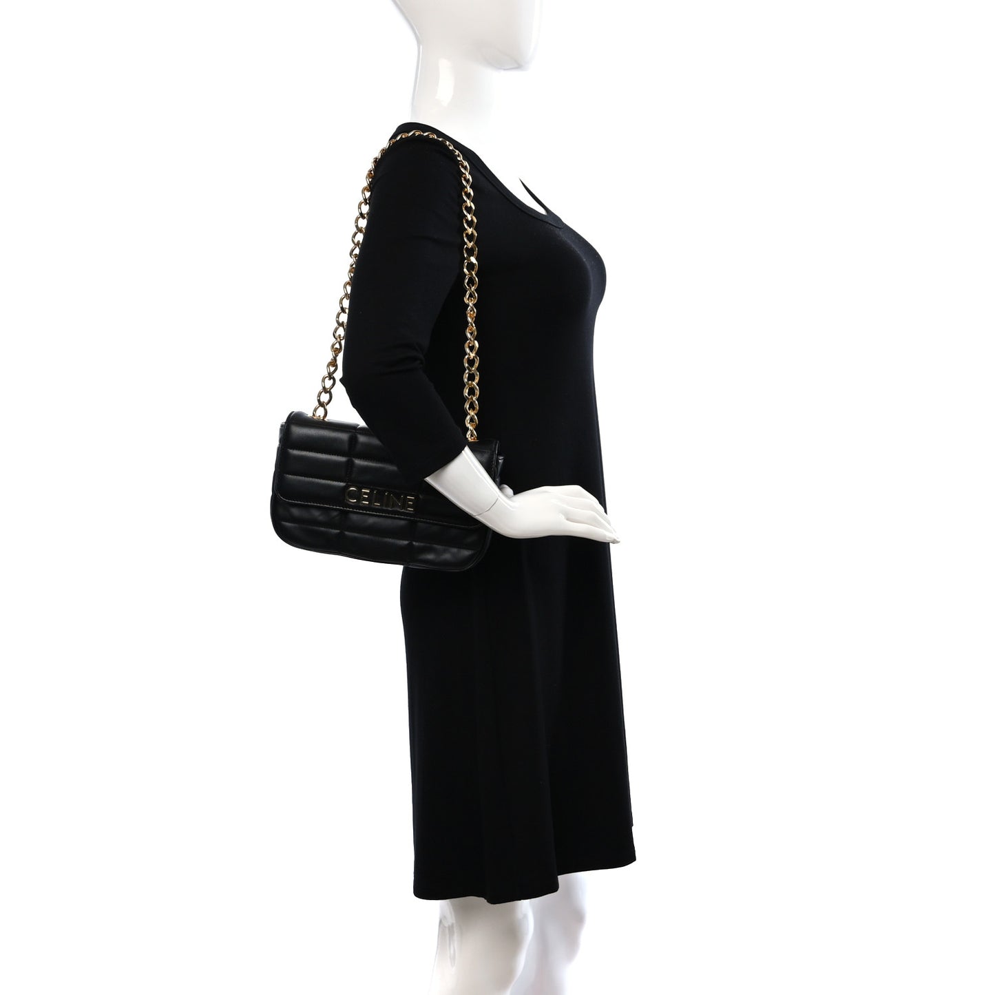 Goatskin Matelasse Chain Shoulder Bag Black