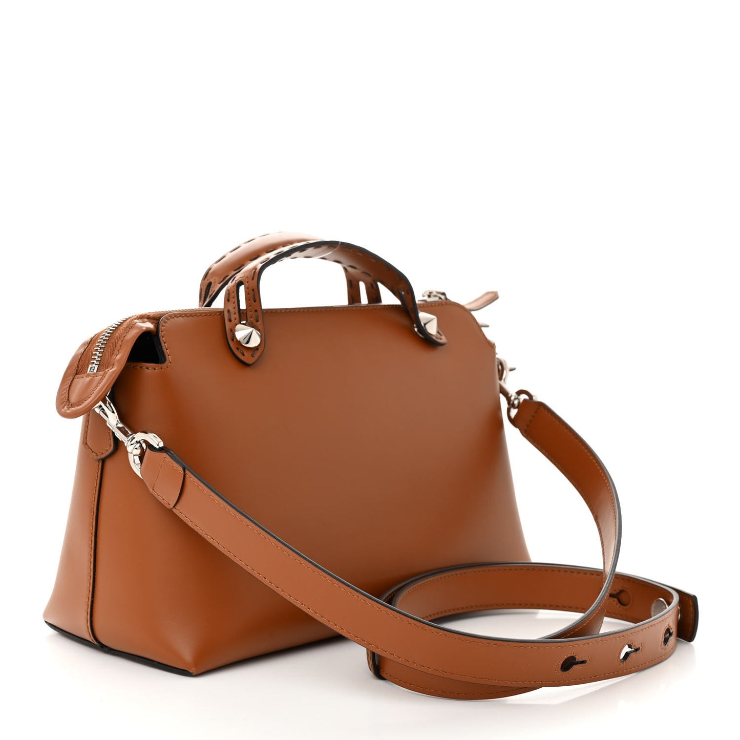 Vitello King Logo Embossed Medium By The Way Boston Bag Cuoio