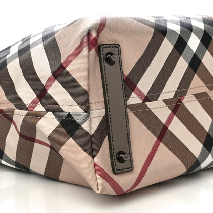 Burberry Metallic Calfskin Nova Check Small Nickie Tote Pewter 8 of 9