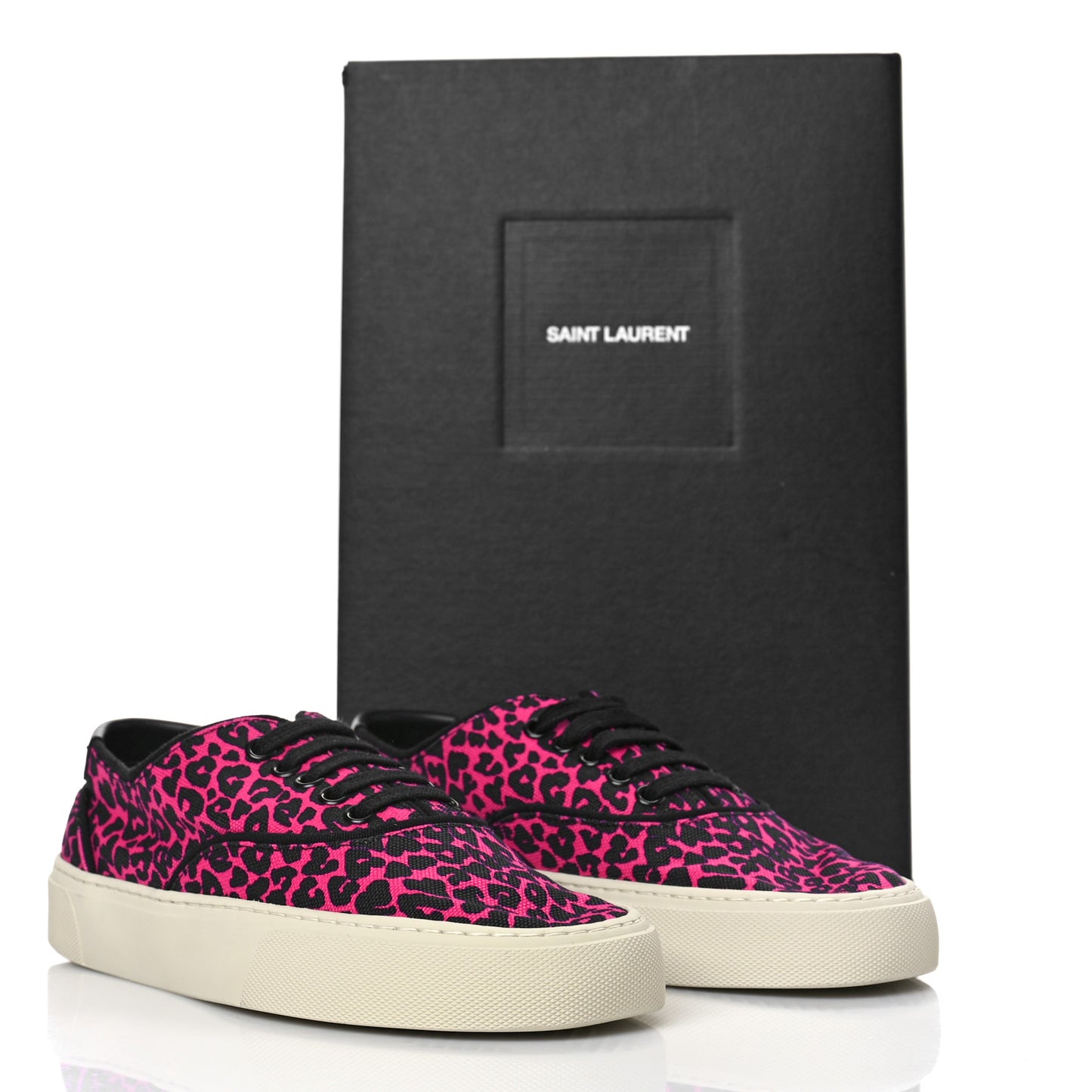Canvas Leopard Print Venice Low Top Sneakers 36 Fuxia Black