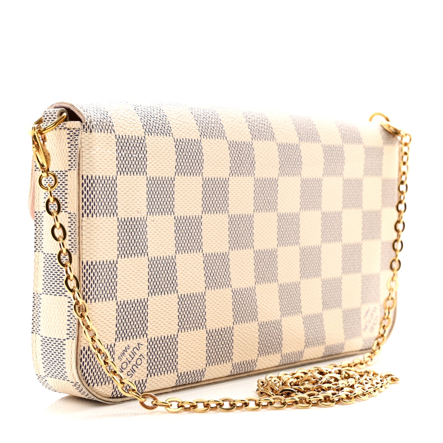 Louis Vuitton Damier Azur Pochette Felicie Chain Wallet Rose Ballerine 4 of 12