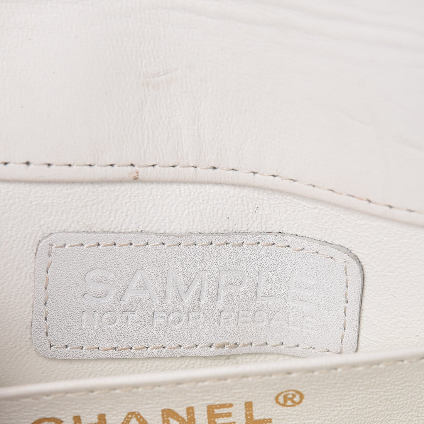 Glazed Calfskin Stitched Mini Square Flap White