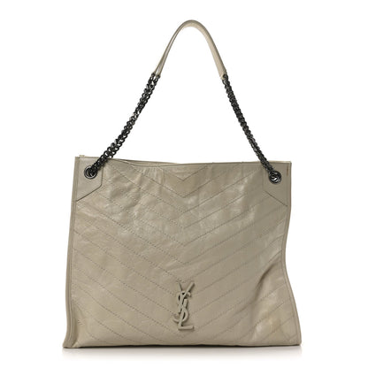 Saint Laurent Crinkled Calfskin Matelasse Monogram Large Niki Shopper Tote Cream Soft 1 of 10