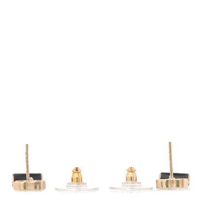 Chanel Enamel Pearl CC Flap Bag Drop Earrings Black Gold 3 of 4