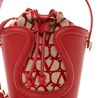 Valentino Garavani Toile Iconographe Nappa Le Cinquième Bucket Bag Naturale Rosso Valentino 7 of 10