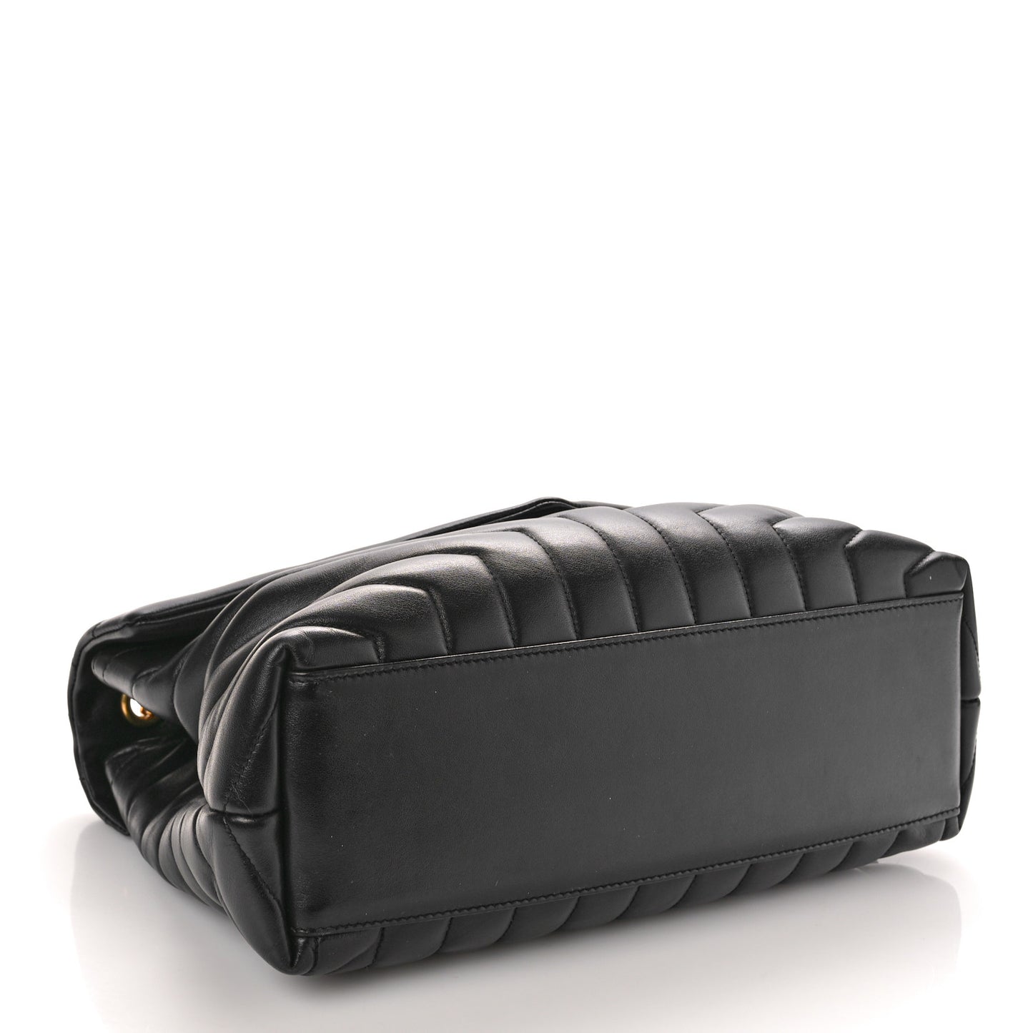 SAINT LAURENT Calfskin Y Quilted Monogram Medium Loulou Chain Satchel Black