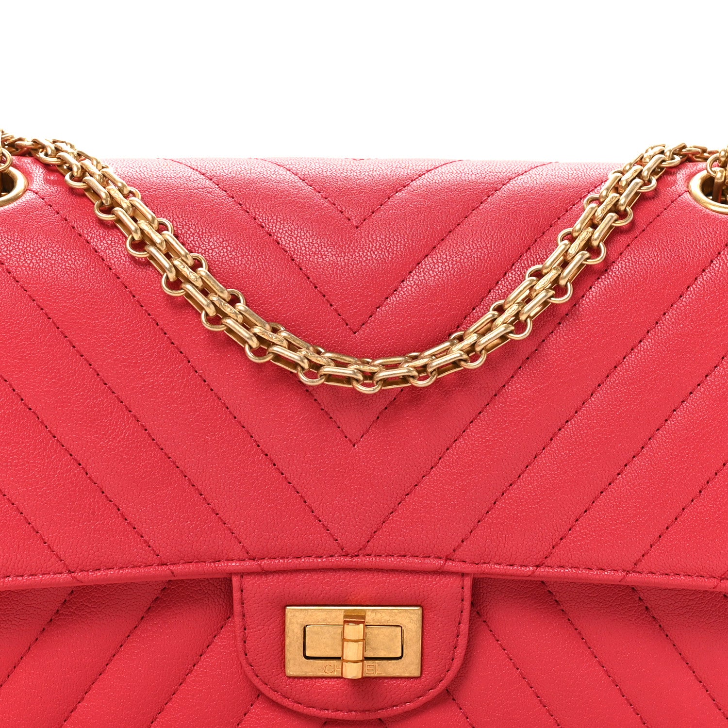 Chanel Sheepskin Chevron Quilted 2.55 Reissue 225 Flap Dark Pink 8 of 11