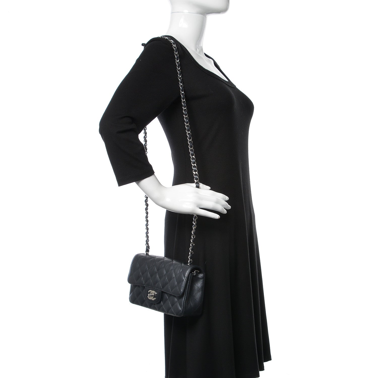Chanel Iridescent Calfskin Quilted Mini Rectangular Flap Charcoal 2 of 11