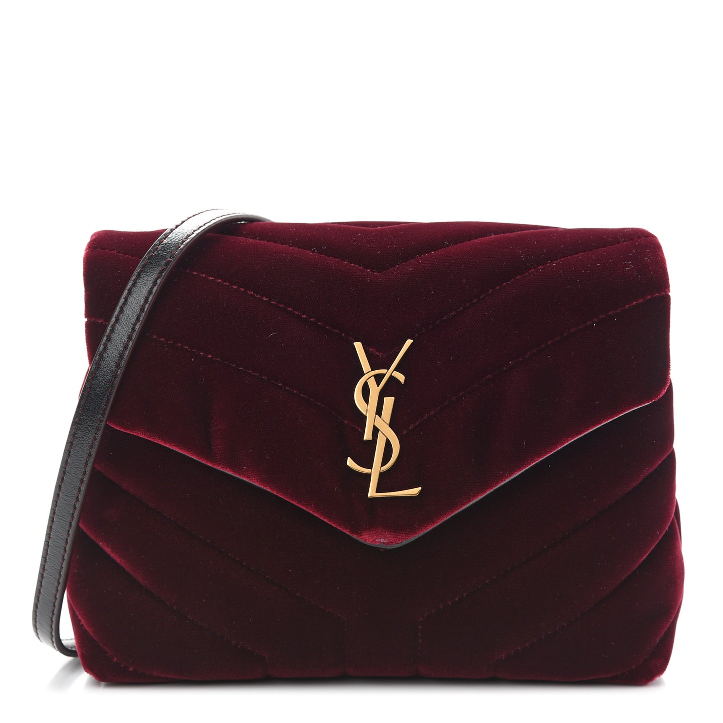 Velvet Y Quilted Monogram Toy Loulou Crossbody Bag French Burgundy