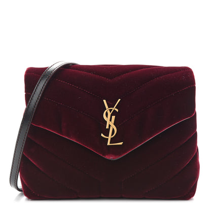 Saint Laurent Velvet Y Quilted Monogram Toy Loulou Crossbody Bag French Burgundy 1 of 9