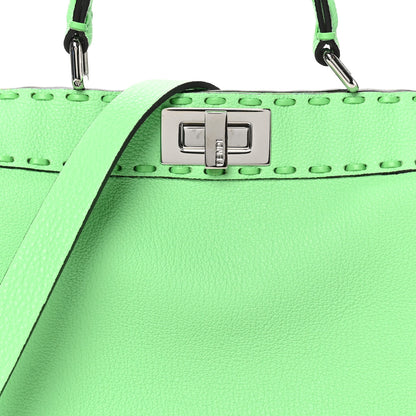Fendi Cuoio Roma Sellerissima Nappa Sintetica Tape Stitch Small Peekaboo I SEE U Satchel Edamame 7 of 9