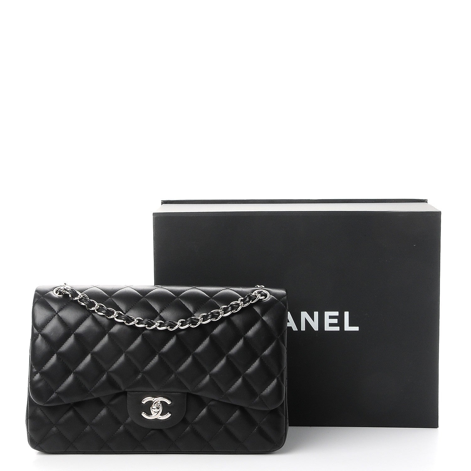 Chanel Lambskin Quilted Jumbo Double Flap Black 9 of 9