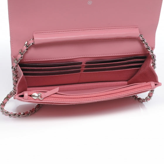 Chanel Lambskin Quilted Wallet On Chain Pink WOC 6 of 8