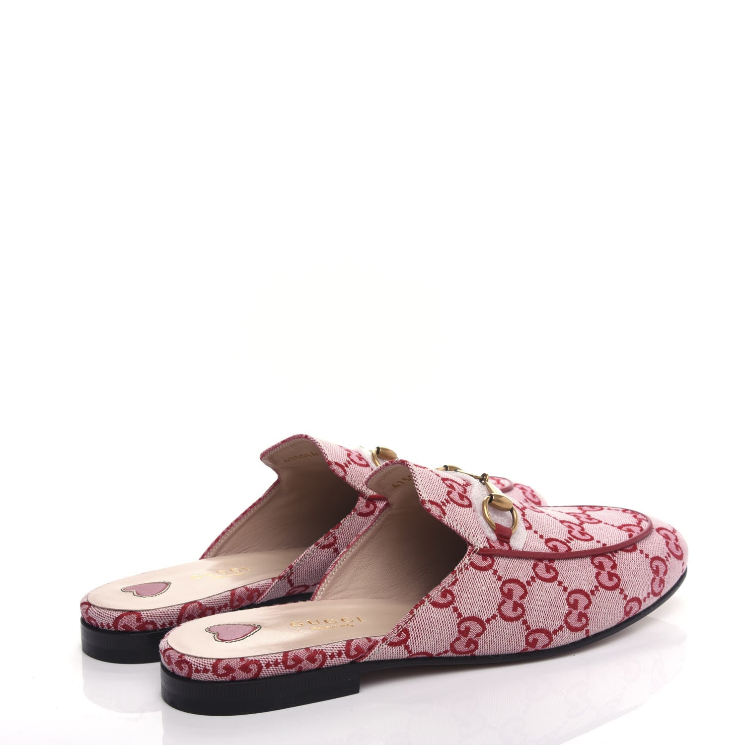 Gucci Canvas GG Monogram Horsebit Womens Princetown Slippers 38 Gardenia Hibiscus Red 4 of 10