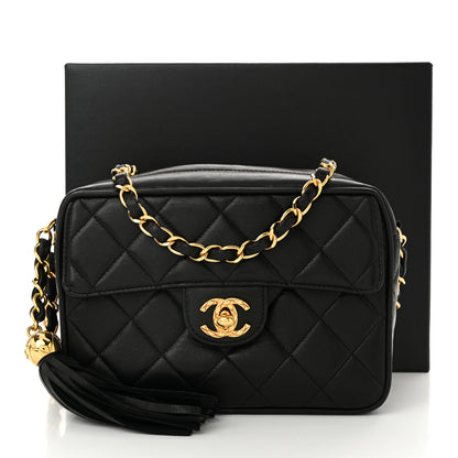 Chanel Lambskin Quilted Flap Camera Tassel Case Black 12 of 12