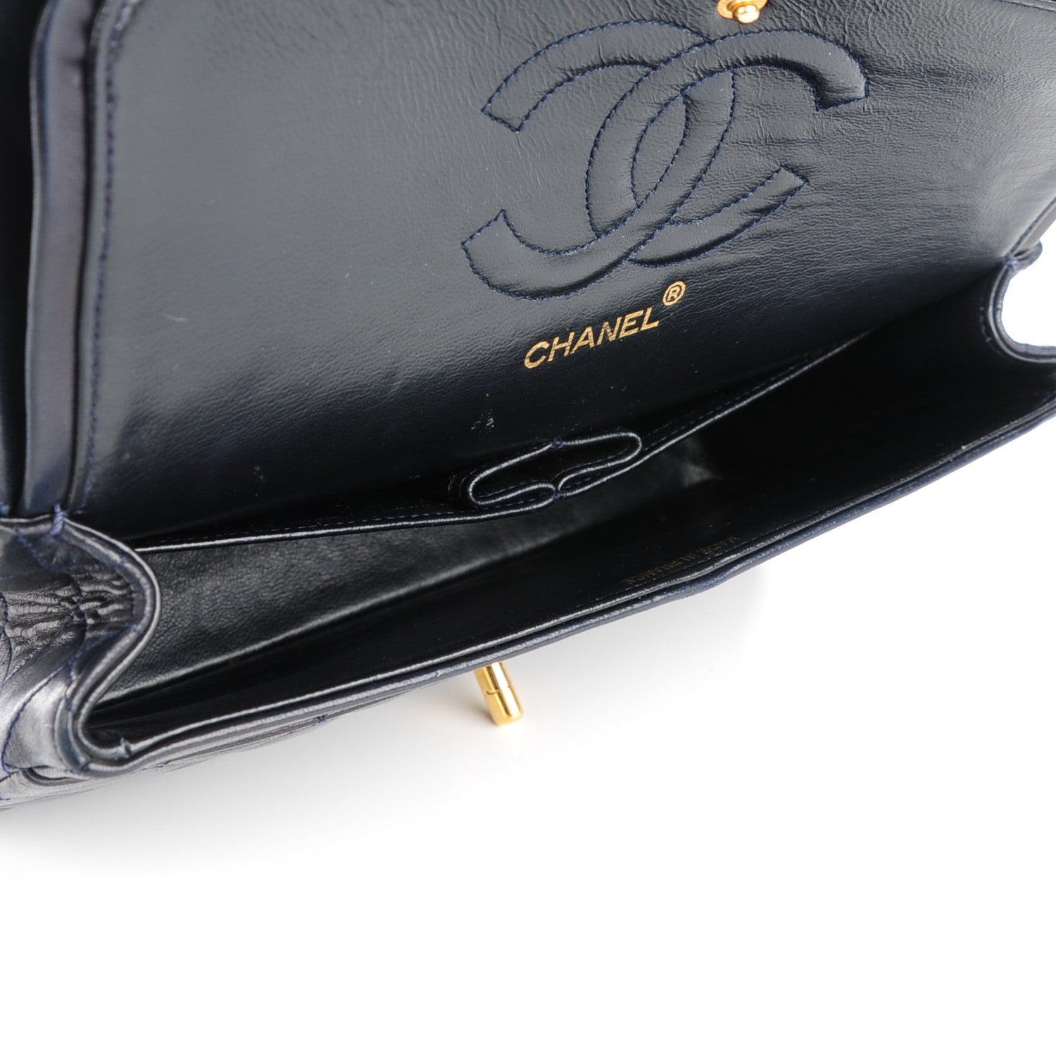 Chanel Lambskin Quilted Medium Double Flap Navy 9 of 12