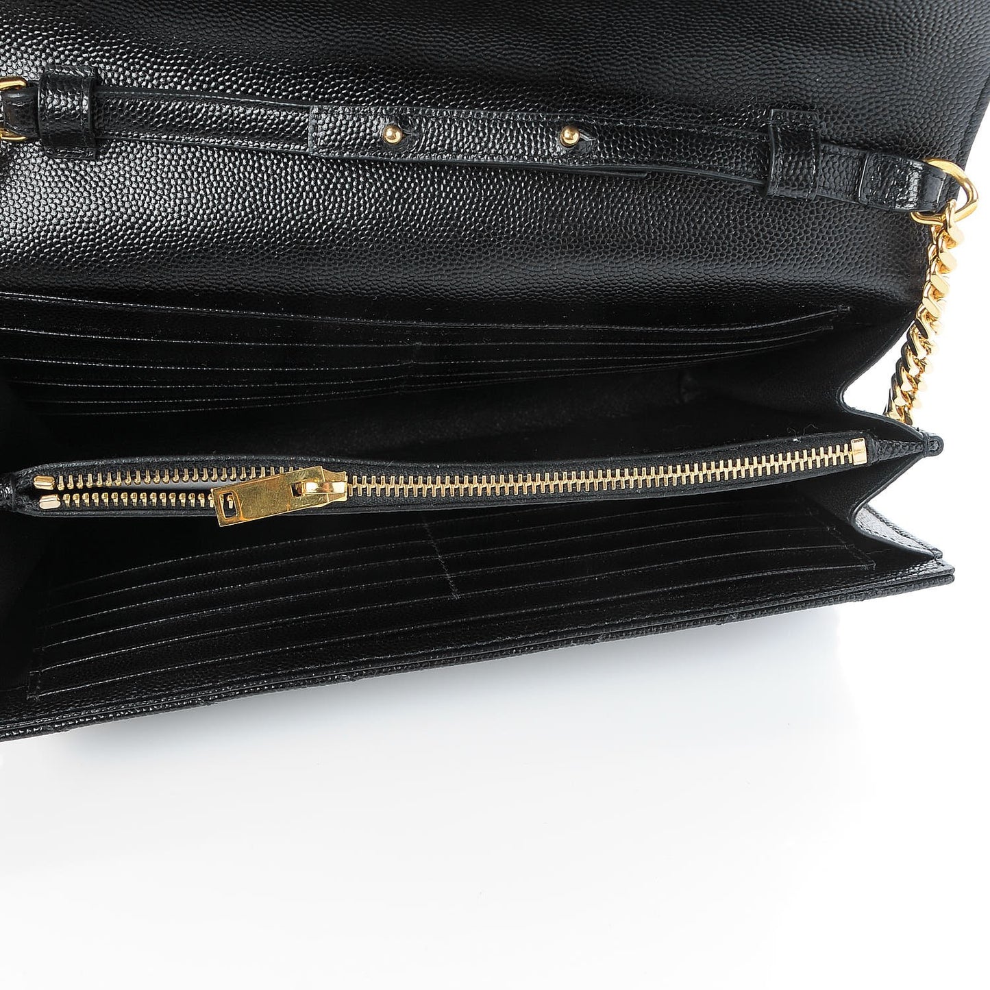 Grain De Poudre Matelasse Chevron Monogram Chain Wallet Black