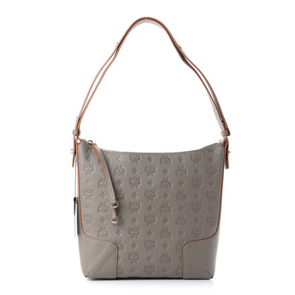 MCM Calfskin Ottomar Monogram Medium Klara Hobo Grey 1 of 8