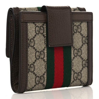 Gucci GG Supreme Monogram Web Ophidia French Flap Wallet Beige New Acero 3 of 6