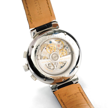 Louis Vuitton Stainless Steel Alligator 41mm Tambour Chronograph Automatic Watch Brown 10 of 10