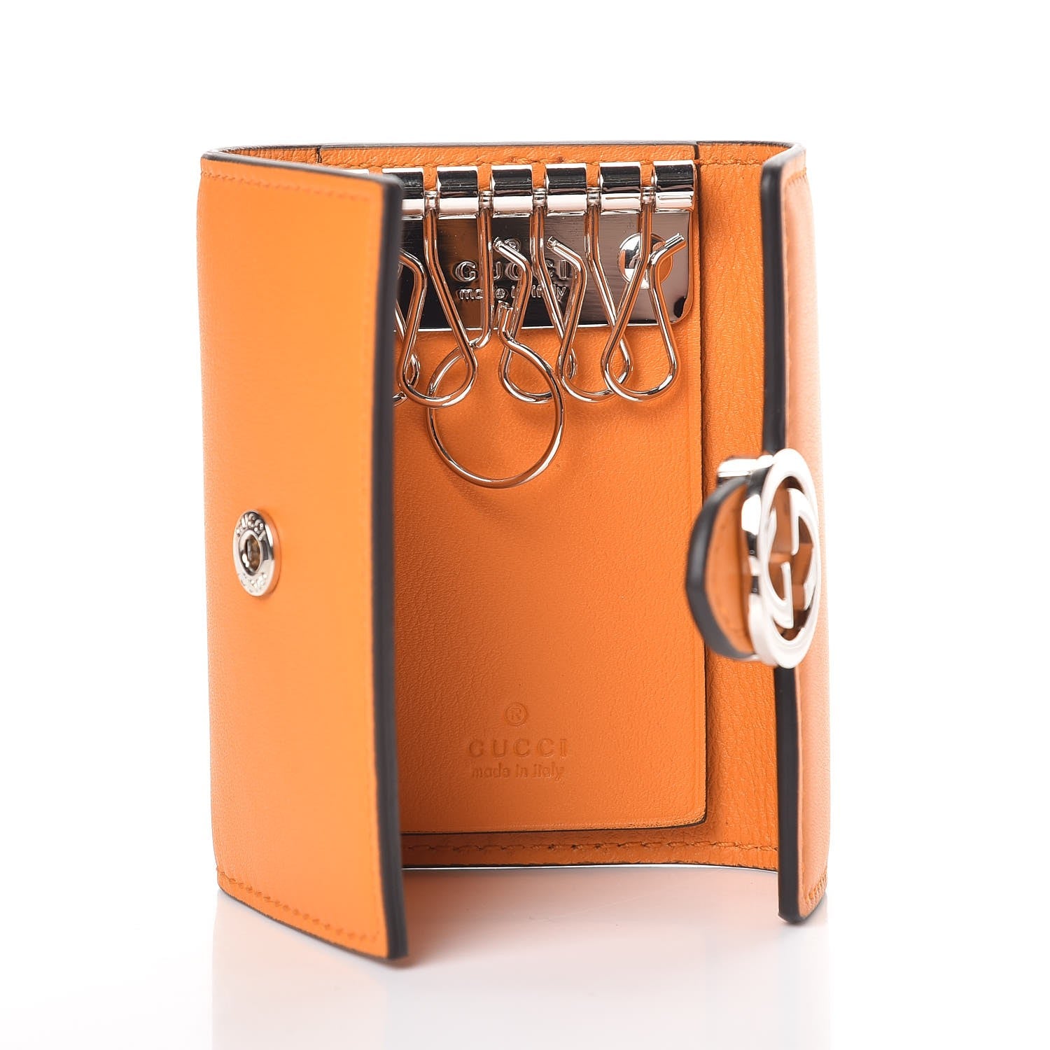 Gucci Calfskin Icon Signature 6 Key Holder Case Orange 5 of 8