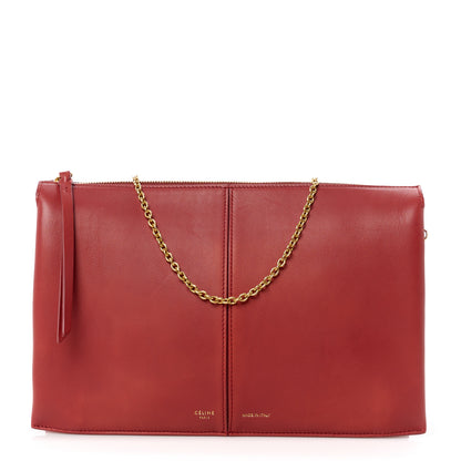 Celine Supple Natural Calfskin Tri-Fold Clutch Red 1 of 11