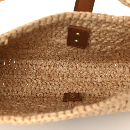 Saint Laurent Raffia Calfskin Le 5 A 7 Mini Hobo Natural Brick 5 of 10