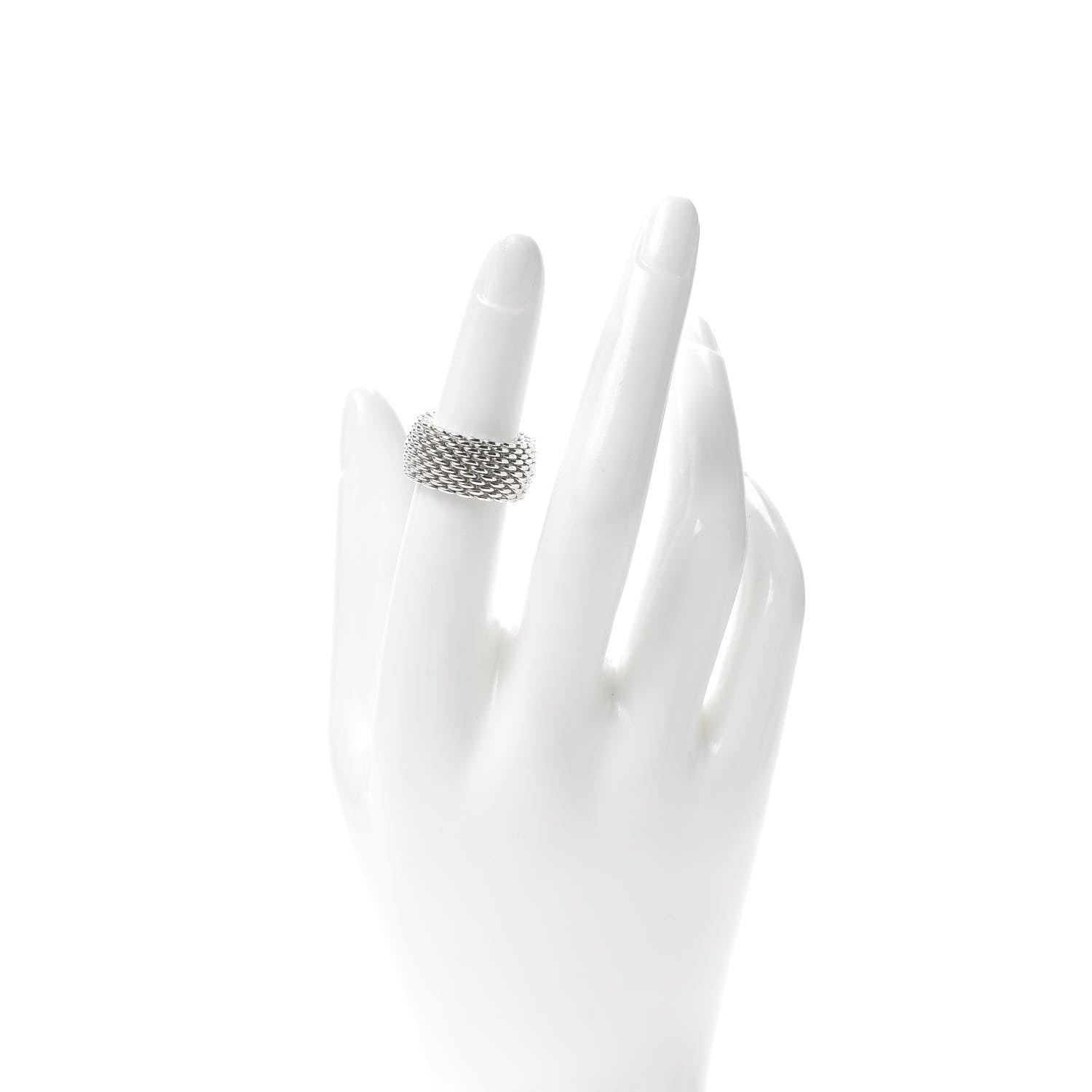 Tiffany Sterling Silver Somerset Mesh Ring 49 4.75 2 of 4