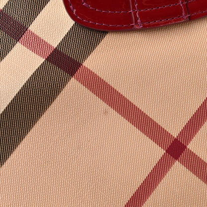 Burberry Patent Nova Check Brook Hobo Military Red 11 of 13