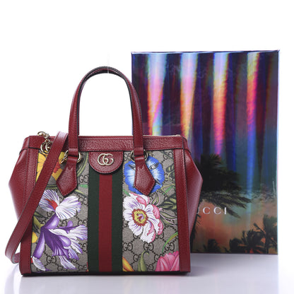 Gucci GG Supreme Monogram Flora Web Small Ophidia Tote Bag Red 10 of 10