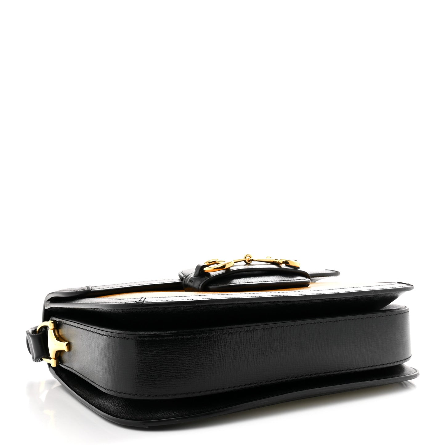 Azalea Calfskin Tri-Color Horsebit 1955 Shoulder Bag Mystic White Sun Oil Black