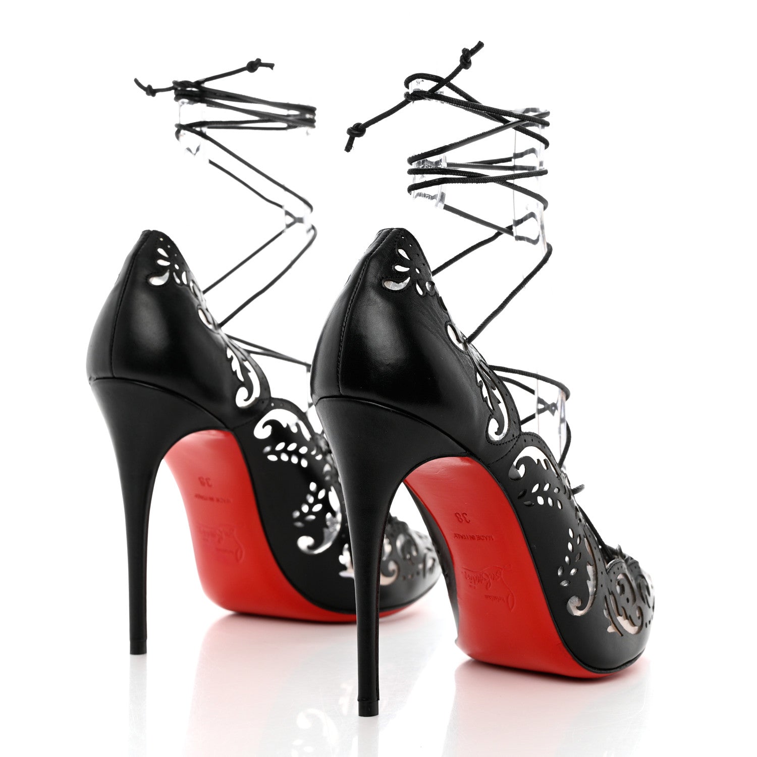 Christian Louboutin Calfskin PVC Impera 100 Pumps 38 Black 4 of 8