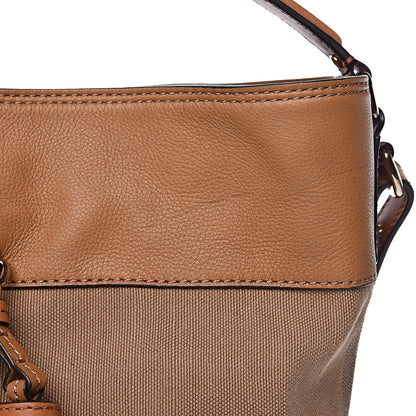 Burberry Grainy Calfskin Canvas Mega Check Medium Ashby Tassel Hobo Saddle Brown 7 of 12