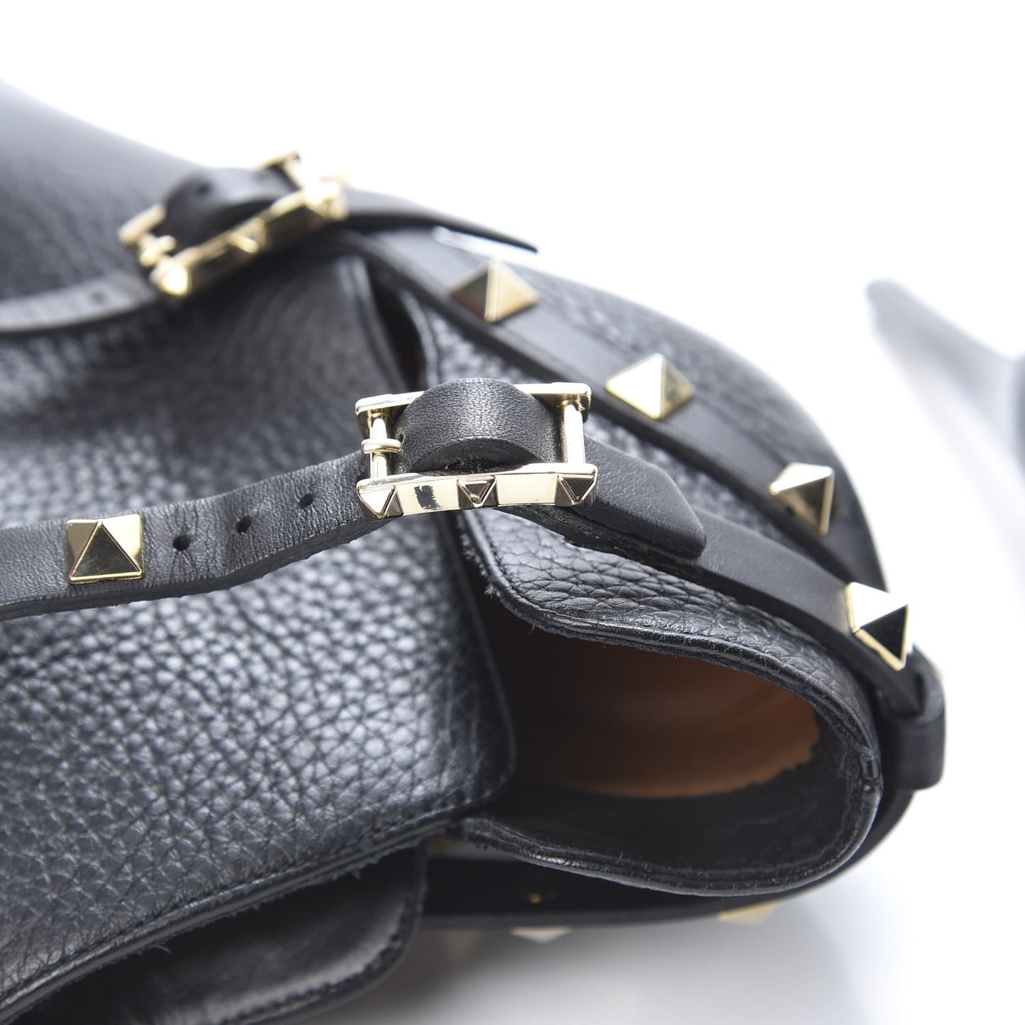 Pebbled Calfskin Rockstud Double Buckle 100mm Ankle Boots 36.5 Black