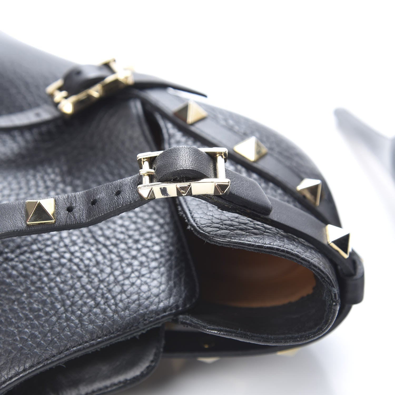 Valentino Garavani Pebbled Calfskin Rockstud Double Buckle 100mm Ankle Boots 36.5 Black 10 of 11