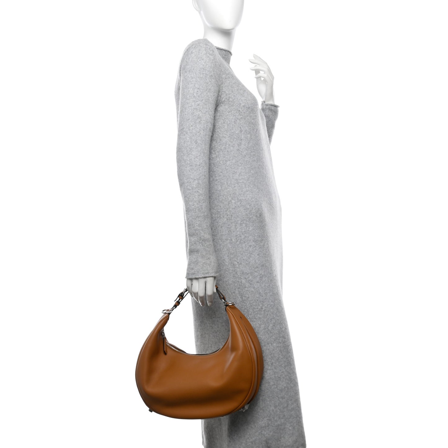 Vitello Grace Matte Small Fendigraphy Hobo Bag Caramello