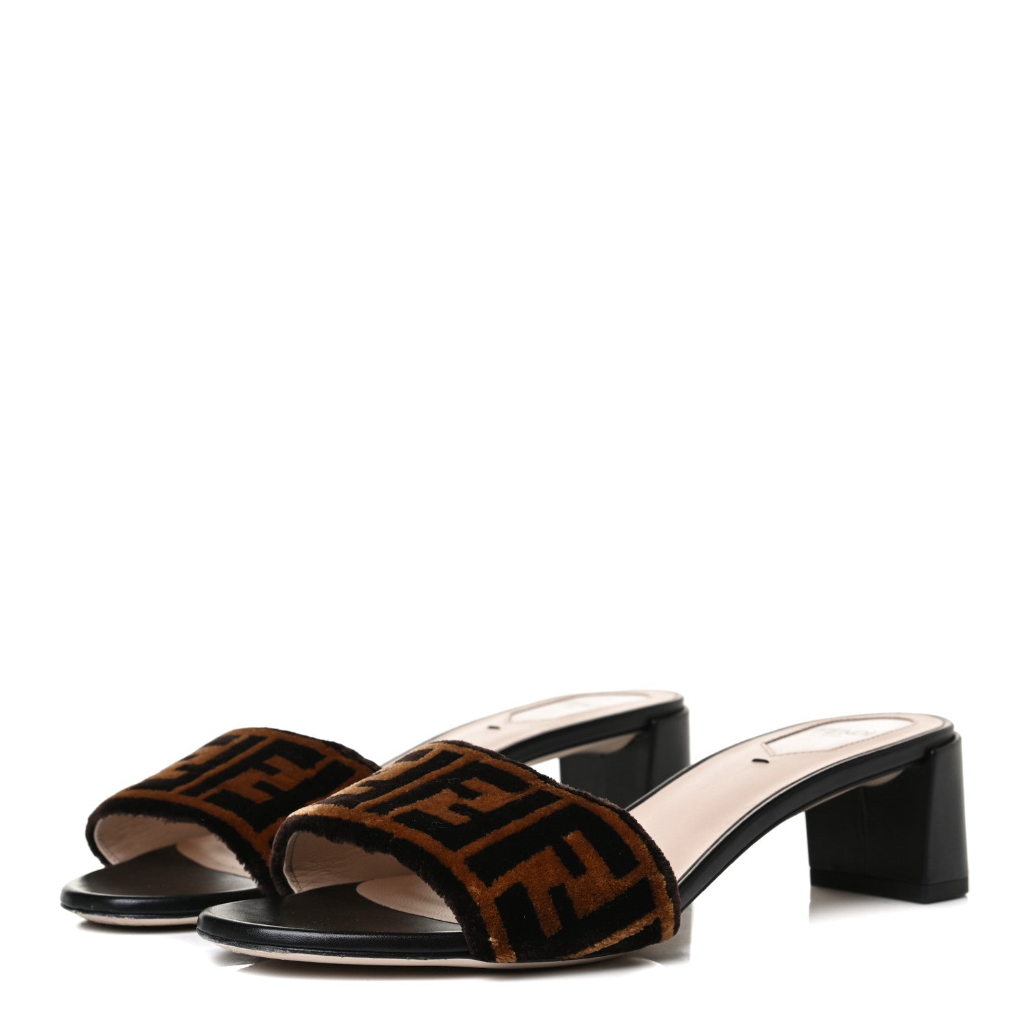 Fendi Velvet FF Slide Sandals 39 Tobacco 3 of 12
